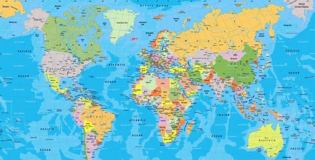 世界地図上のエルサレムの場所